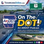 On The DOT: An ARDOT Podcast Logo for On The DOT ARDOT podcast with Arkansas roads and highway signs